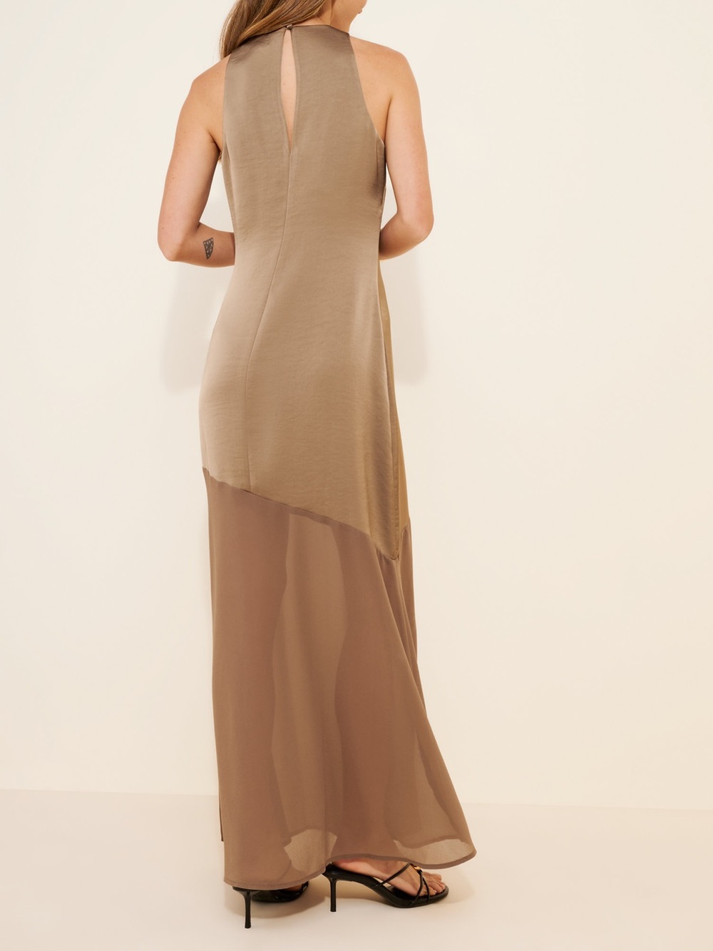 4th & Reckless Katie Maxi Dress Brown Sleeveless Sheer Hem Runs Small XL - Picture 2 of 13